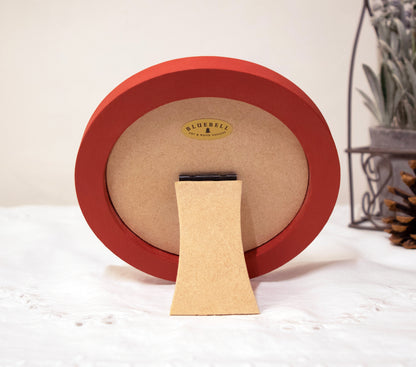 Red Round Shaped Wooden Photo Frame 8”x8”, 7”x7”, 6"x6", 5"x5", 4"x4", 3"x3", 2.5"x2.5"