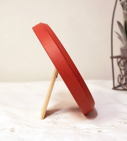 Red Round Shaped Wooden Photo Frame 8”x8”, 7”x7”, 6"x6", 5"x5", 4"x4", 3"x3", 2.5"x2.5"
