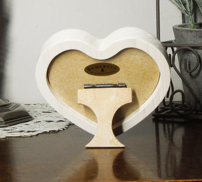 White Heart Shaped Wooden Photo Frame 4"x4", 3"x3"