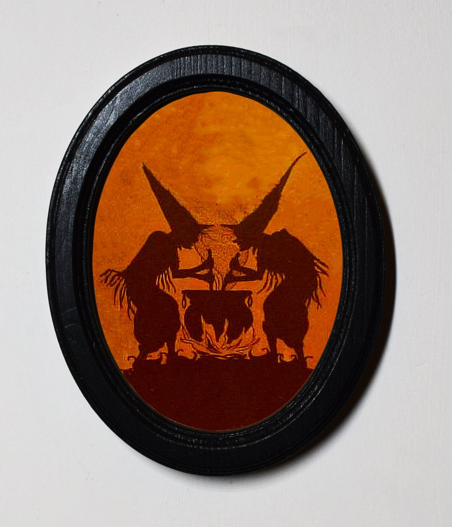 Stir Trouble Halloween Oval Wooden Framed Print