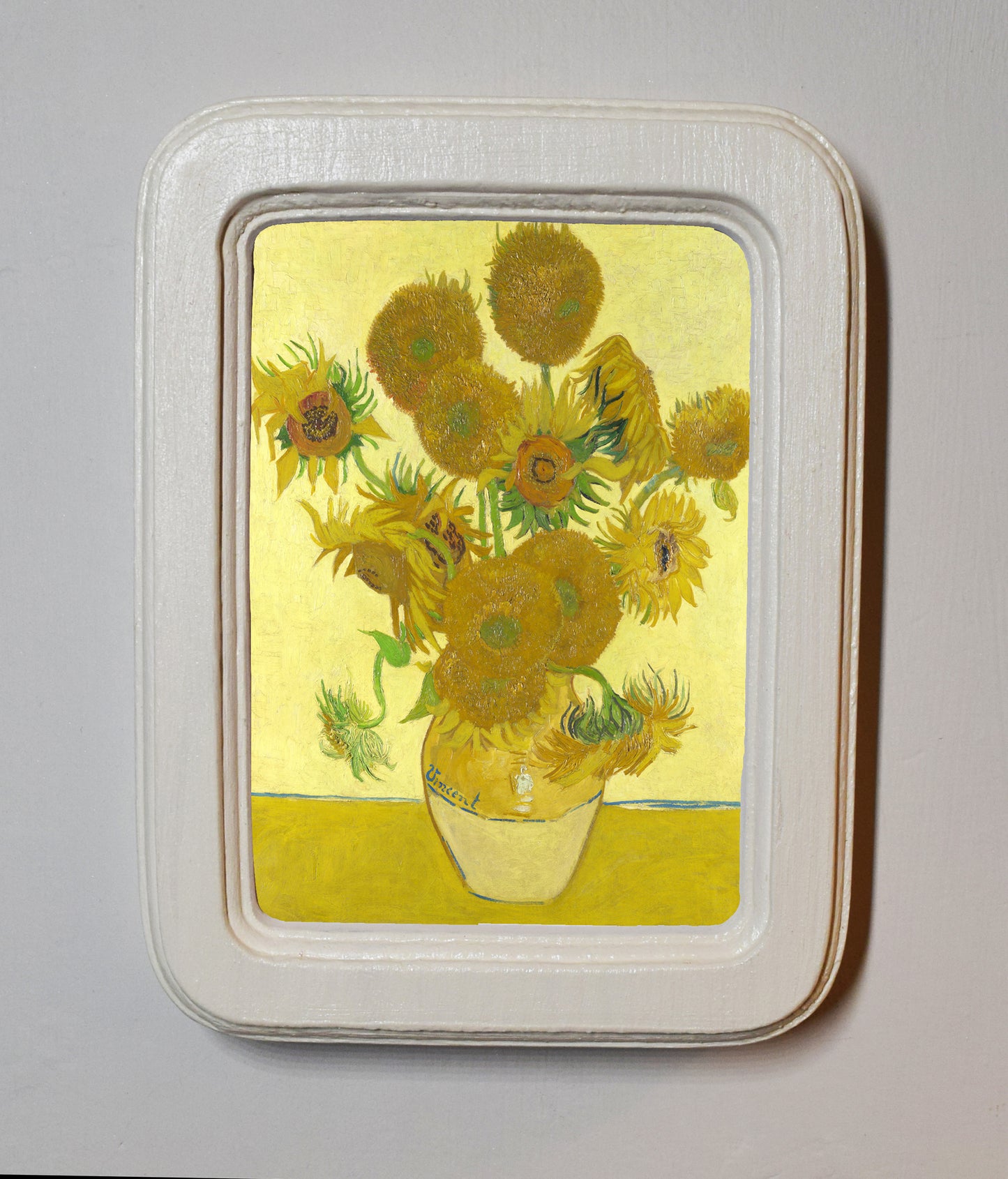 Sunflowers Vincent van Gogh 1888 4" x 6" Rectangle Roman Edged Wooden Framed Classic Art Print