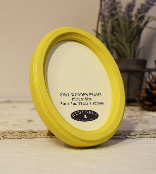 Yellow Oval Wooden Photo Frame A3 / 12"x16.5", A4 / 8"x12", A5 / 6"x 8", 11"x14", 5"x7", 4"x6", 3.5"x5", 3"x4", 2.5"x3.5", 2"x3"