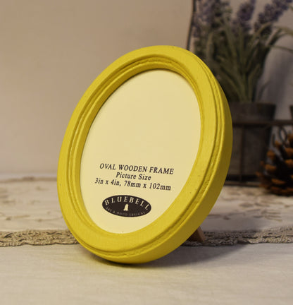 Yellow Oval Wooden Photo Frame A3 / 12"x16.5", A4 / 8"x12", A5 / 6"x 8", 11"x14", 5"x7", 4"x6", 3.5"x5", 3"x4", 2.5"x3.5", 2"x3"