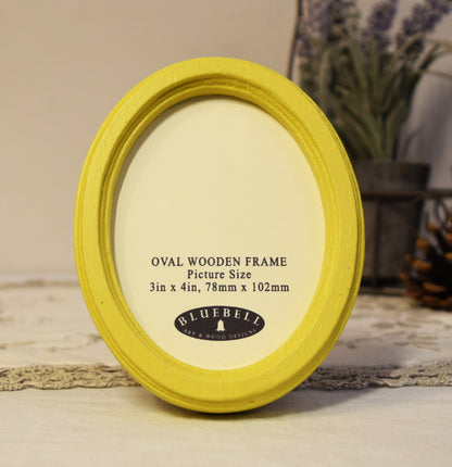 Yellow Oval Wooden Photo Frame A3 / 12"x16.5", A4 / 8"x12", A5 / 6"x 8", 11"x14", 5"x7", 4"x6", 3.5"x5", 3"x4", 2.5"x3.5", 2"x3"