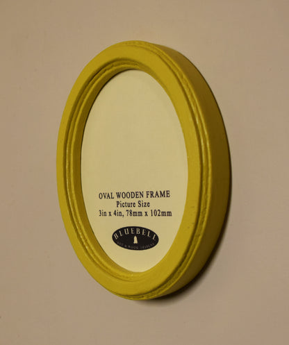 Yellow Oval Wooden Photo Frame A3 / 12"x16.5", A4 / 8"x12", A5 / 6"x 8", 11"x14", 5"x7", 4"x6", 3.5"x5", 3"x4", 2.5"x3.5", 2"x3"