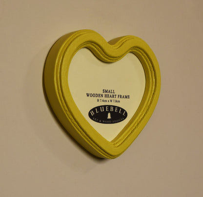 Yellow Heart Shaped Wooden Photo Frame 4"x4", 3"x3"