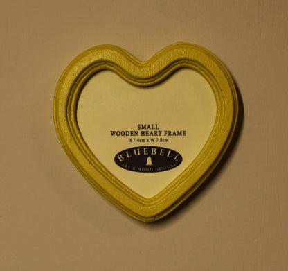 Yellow Heart Shaped Wooden Photo Frame 4"x4", 3"x3"