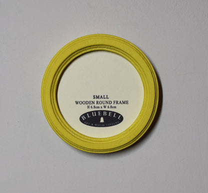 Yellow Round Shaped Wooden Photo Frame 8”x8”, 7”x7”, 6"x6", 5"x5", 4"x4", 3"x3", 2.5"x2.5"