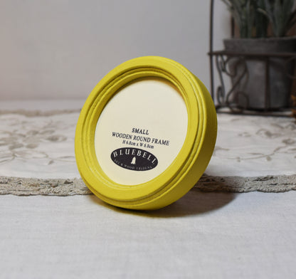Yellow Round Shaped Wooden Photo Frame 8”x8”, 7”x7”, 6"x6", 5"x5", 4"x4", 3"x3", 2.5"x2.5"