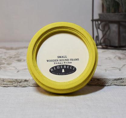 Yellow Round Shaped Wooden Photo Frame 8”x8”, 7”x7”, 6"x6", 5"x5", 4"x4", 3"x3", 2.5"x2.5"