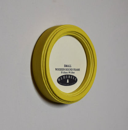 Yellow Round Shaped Wooden Photo Frame 8”x8”, 7”x7”, 6"x6", 5"x5", 4"x4", 3"x3", 2.5"x2.5"