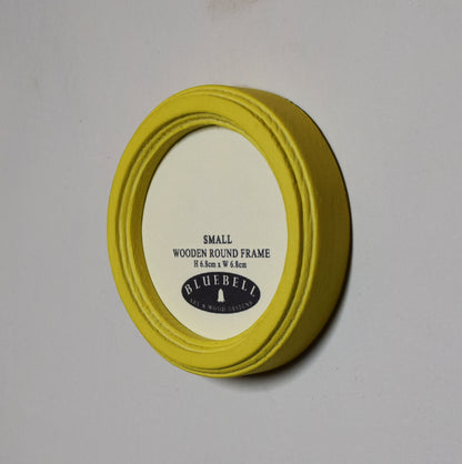 Yellow Round Shaped Wooden Photo Frame 8”x8”, 7”x7”, 6"x6", 5"x5", 4"x4", 3"x3", 2.5"x2.5"