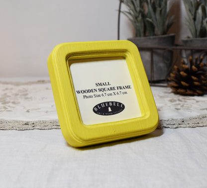 Yellow Square Wooden Photo Frame 8”x8”, 7”x7”, 6"x6", 5"x5", 4"x4", 3"x3", 2.5"x2.5"