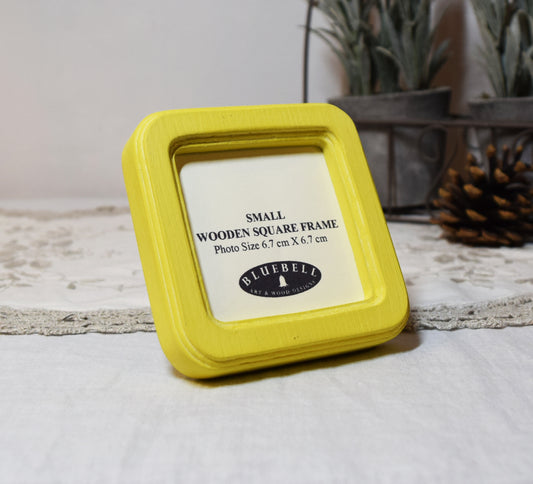 Yellow Square Wooden Photo Frame 8”x8”, 7”x7”, 6"x6", 5"x5", 4"x4", 3"x3", 2.5"x2.5"