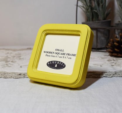 Yellow Square Wooden Photo Frame 8”x8”, 7”x7”, 6"x6", 5"x5", 4"x4", 3"x3", 2.5"x2.5"