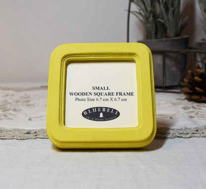 Yellow Square Wooden Photo Frame 8”x8”, 7”x7”, 6"x6", 5"x5", 4"x4", 3"x3", 2.5"x2.5"