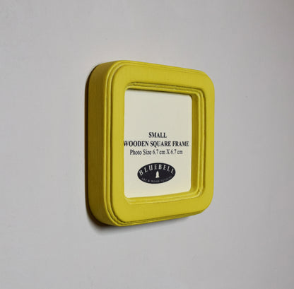 Yellow Square Wooden Photo Frame 8”x8”, 7”x7”, 6"x6", 5"x5", 4"x4", 3"x3", 2.5"x2.5"