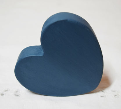 Teal Blue Wooden Love Heart Shelf Sitter Ornament 3"x3", 2"x2"