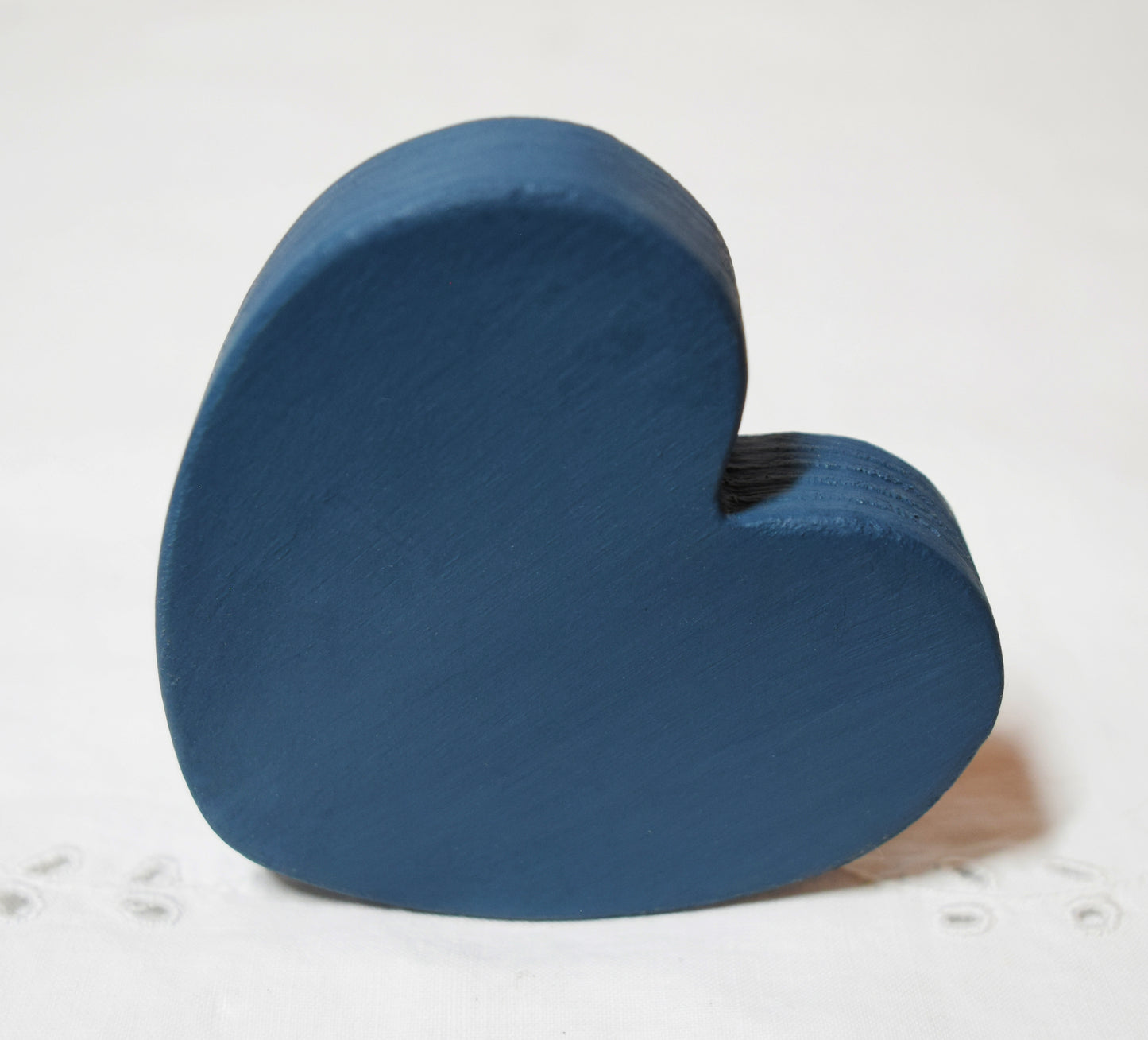 Teal Blue Wooden Love Heart Shelf Sitter Ornament 3"x3", 2"x2"