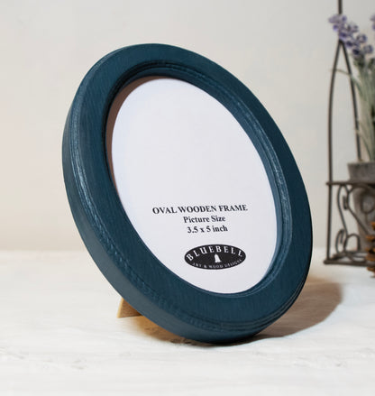 Teal Blue Oval Wooden Photo Frame A3 / 12"x16.5", A4 / 8"x12", A5 / 6"x 8", 11"x14", 5"x7", 4"x6", 3.5"x5", 3"x4", 2.5"x3.5", 2"x3"