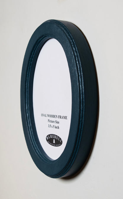 Teal Blue Oval Wooden Photo Frame A3 / 12"x16.5", A4 / 8"x12", A5 / 6"x 8", 11"x14", 5"x7", 4"x6", 3.5"x5", 3"x4", 2.5"x3.5", 2"x3"