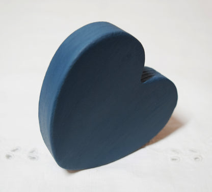 Teal Blue Wooden Love Heart Shelf Sitter Ornament 3"x3", 2"x2"