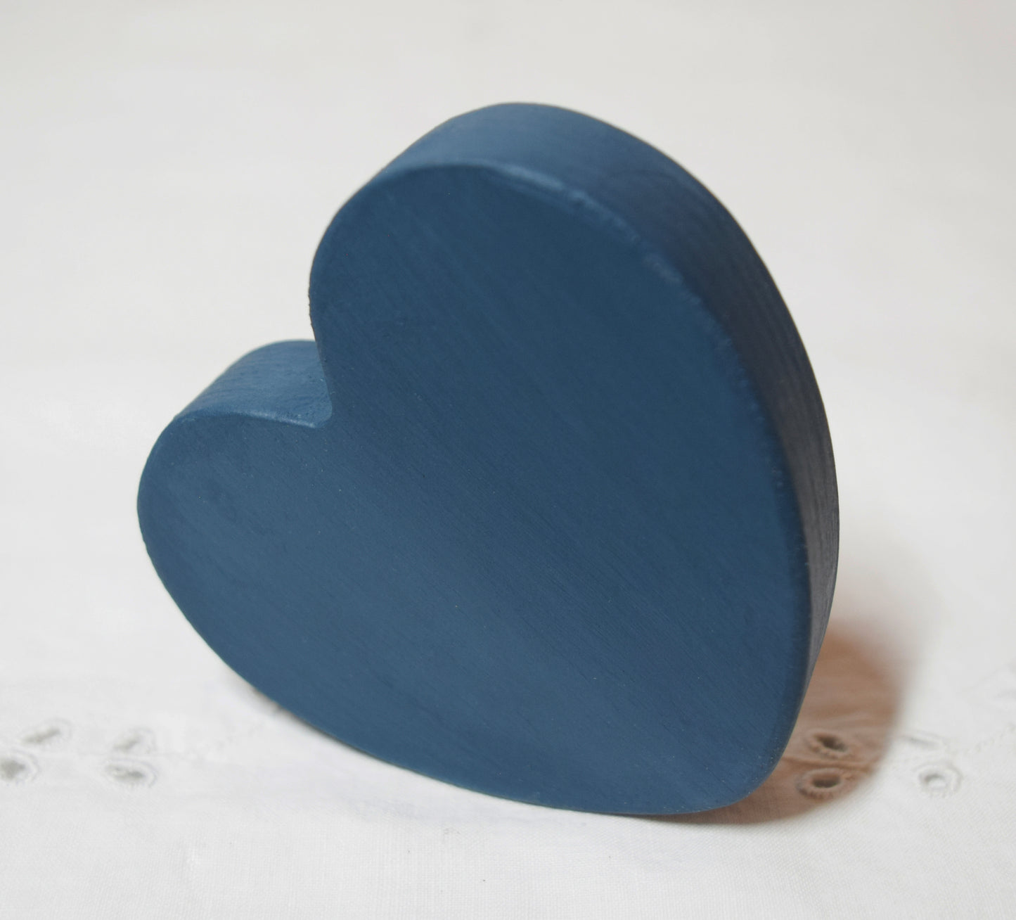 Teal Blue Wooden Love Heart Shelf Sitter Ornament 3"x3", 2"x2"