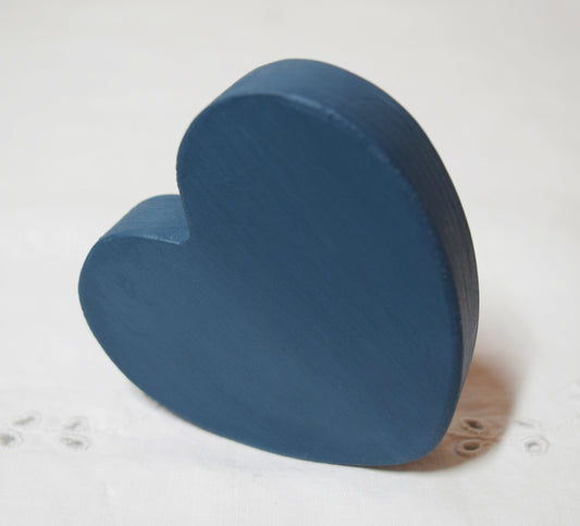 Teal Blue Wooden Love Heart Shelf Sitter Ornament 3"x3", 2"x2"