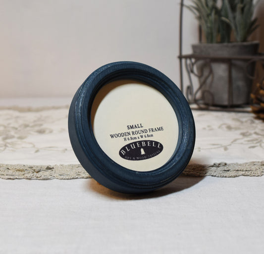 Teal Blue Round Shaped Wooden Photo Frame 8”x8”, 7”x7”, 6"x6", 5"x5", 4"x4", 3"x3", 2.5"x2.5"