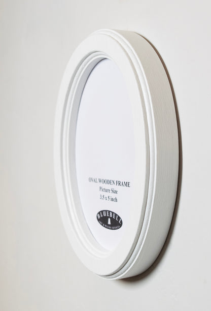 White Oval Wooden Photo Frame A3 / 12"x16.5", A4 / 8"x12", A5 / 6"x 8", 11"x14", 5"x7", 4"x6", 3.5"x5", 3"x4", 2.5"x3.5", 2"x3"