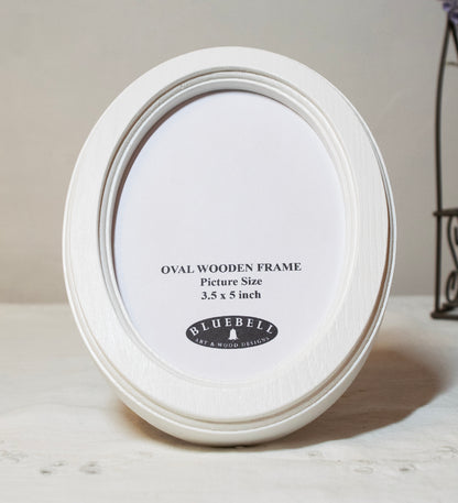 White Oval Wooden Photo Frame A3 / 12"x16.5", A4 / 8"x12", A5 / 6"x 8", 11"x14", 5"x7", 4"x6", 3.5"x5", 3"x4", 2.5"x3.5", 2"x3"