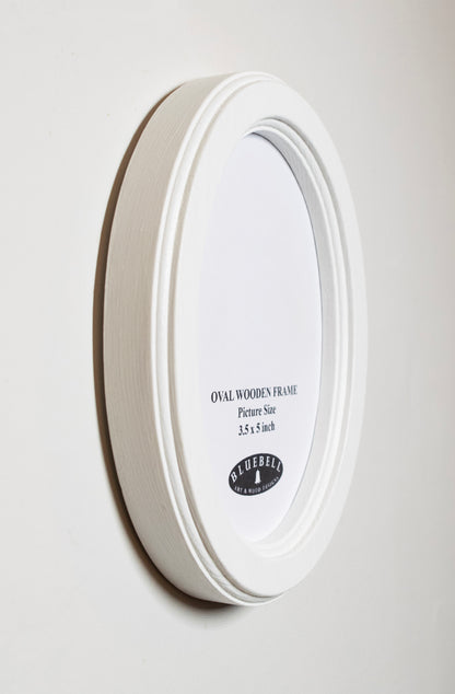 White Oval Wooden Photo Frame A3 / 12"x16.5", A4 / 8"x12", A5 / 6"x 8", 11"x14", 5"x7", 4"x6", 3.5"x5", 3"x4", 2.5"x3.5", 2"x3"