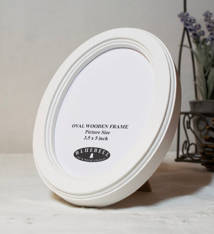 White Oval Wooden Photo Frame A3 / 12"x16.5", A4 / 8"x12", A5 / 6"x 8", 11"x14", 5"x7", 4"x6", 3.5"x5", 3"x4", 2.5"x3.5", 2"x3"