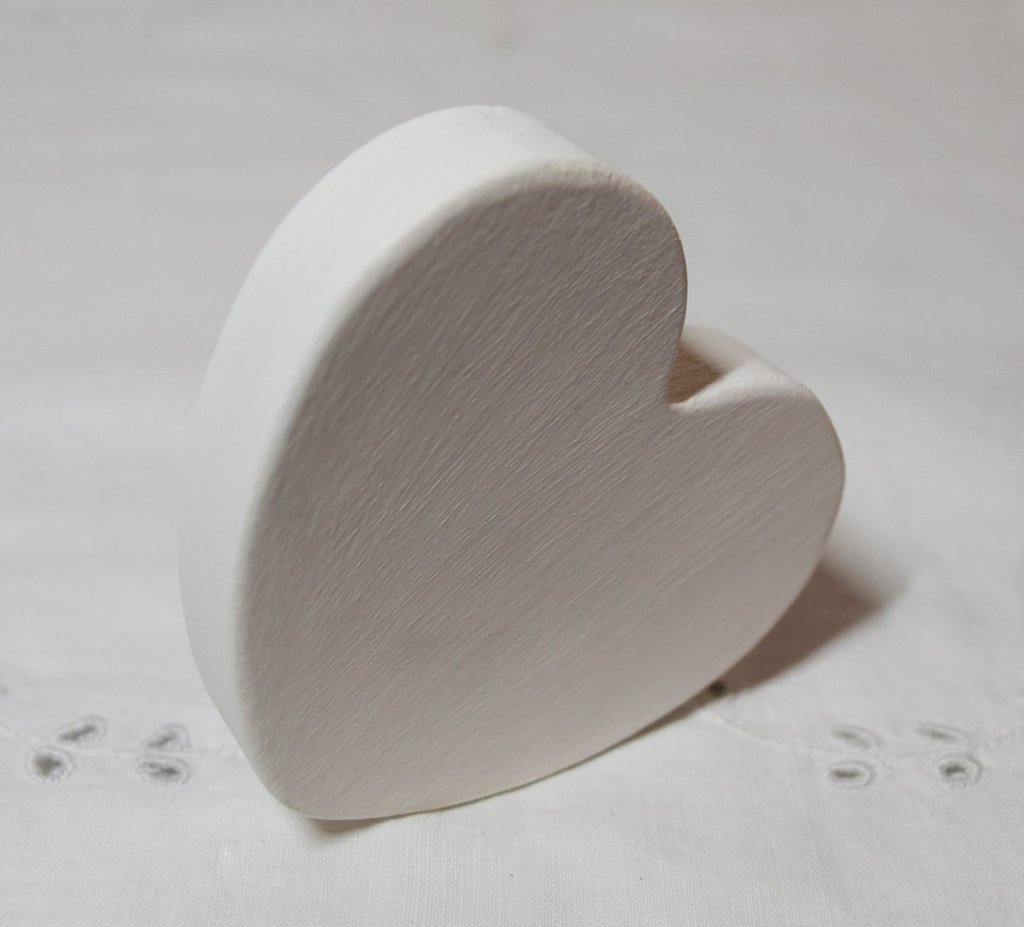 White Wooden Love Heart Shelf Sitter Ornament 3"x3", 2"x2"