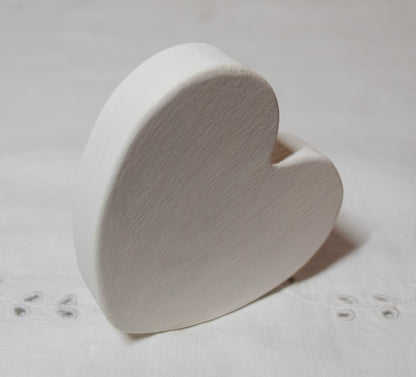 White Wooden Love Heart Shelf Sitter Ornament 3"x3", 2"x2"