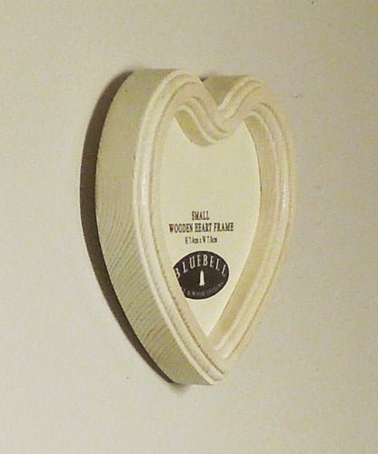 White Heart Shaped Wooden Photo Frame 4"x4", 3"x3"
