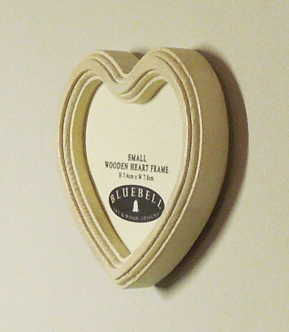 White Heart Shaped Wooden Photo Frame 4"x4", 3"x3"