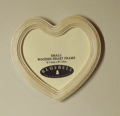 White Heart Shaped Wooden Photo Frame 4"x4", 3"x3"