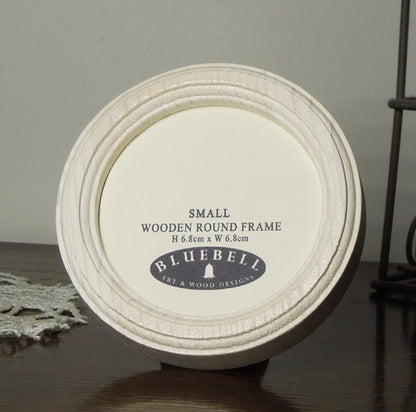 White Round Shaped Wooden Photo Frame 8”x8”, 7”x7”, 6"x6", 5"x5", 4"x4", 3"x3", 2.5"x2.5"