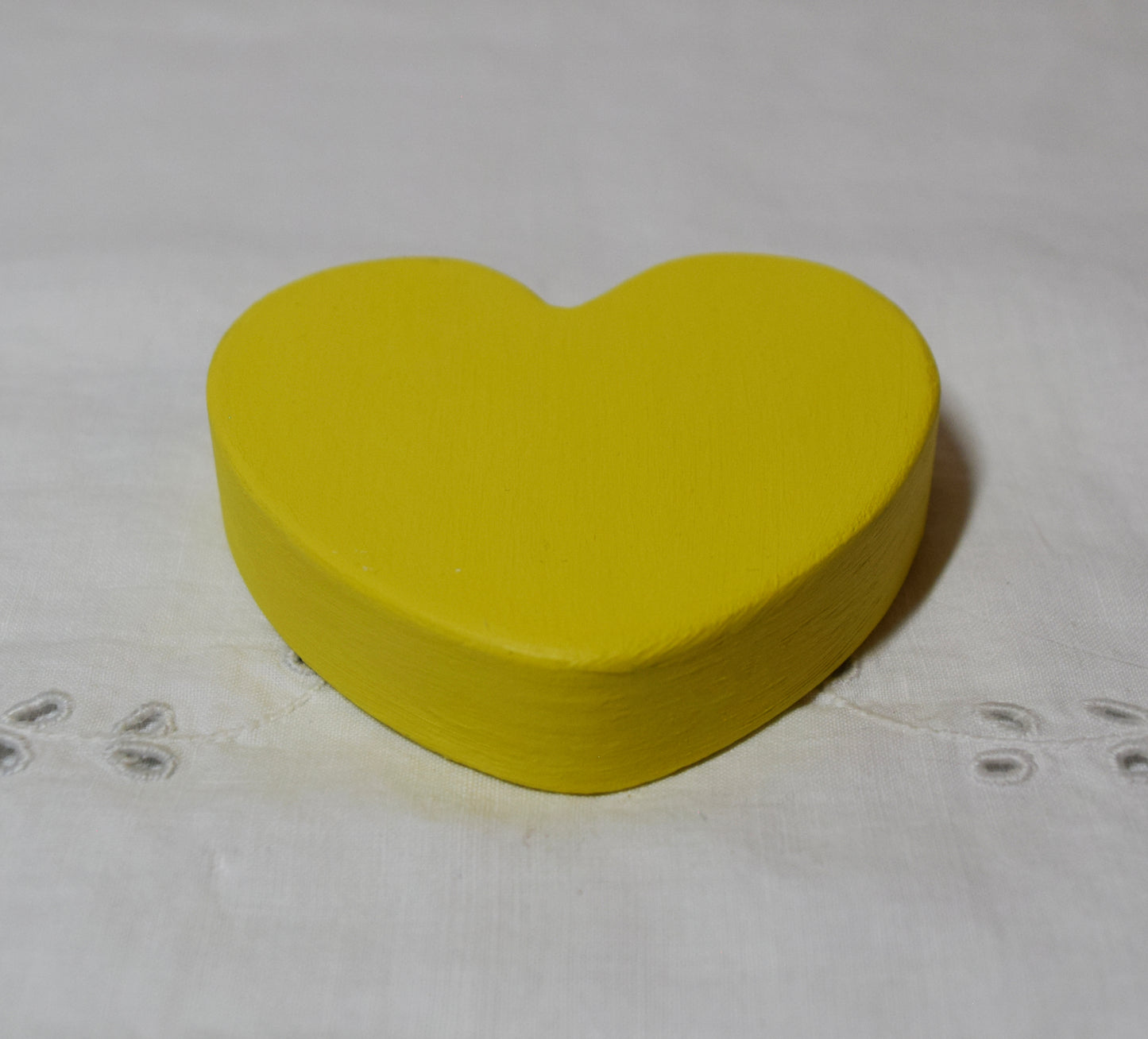 Yellow Wooden Love Heart Shelf Sitter Ornament 3"x3", 2"x2"