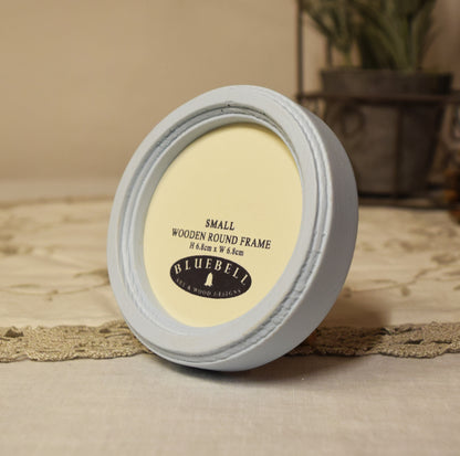 Baby Blue Round Shaped Wooden Photo Frame 8”x8”, 7”x7”, 6"x6", 5"x5", 4"x4", 3"x3", 2.5"x2.5"