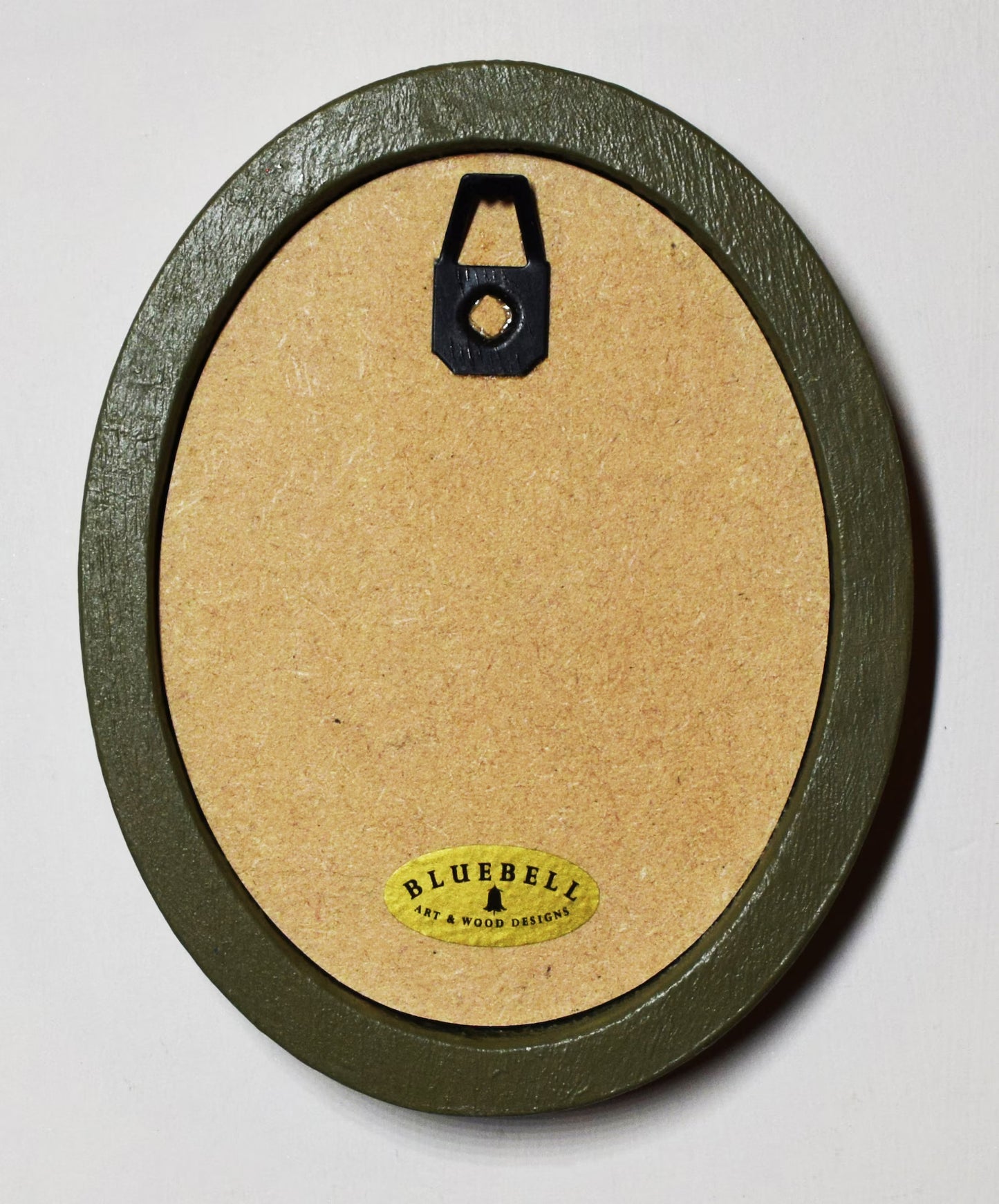 Christmas Visitor Olive Green Oval Wooden Framed Christmas Art Print 3"x4"