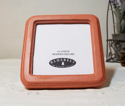 Coral Pink Square Wooden Photo Frame 8”x8”, 7”x7”, 6"x6", 5"x5", 4"x4", 3"x3", 2.5"x2.5"