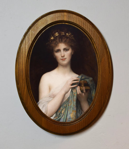 Pandora Alexandre Cabanel Light Oak Oval Wooden Framed Classic Art Print 3"x4", 3.5"x5", 4"x6"