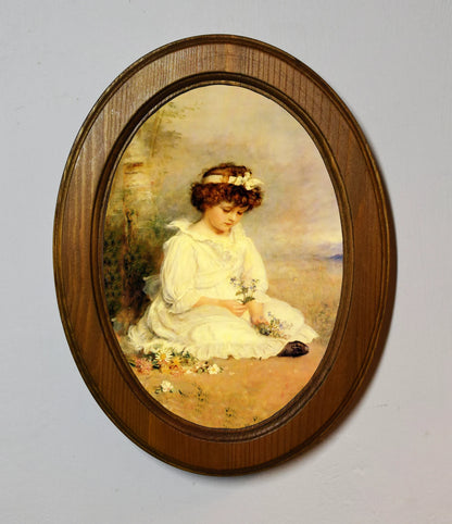 Little Speedwell's Darling Blue John E Millais Speedwell Light Oak Oval Wooden Framed Classic Art Print 3"x4", 3.5"x5", 4"x6"