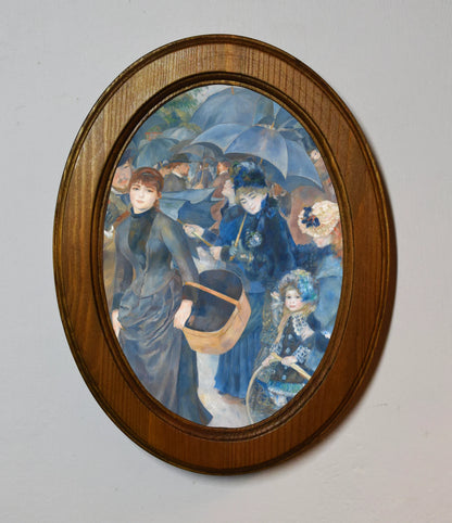 The Umbrellas Pierre-Auguste Renoir Light Oak Oval Wooden Framed Classic Art Print 3"x4", 3.5"x5", 4"x6"