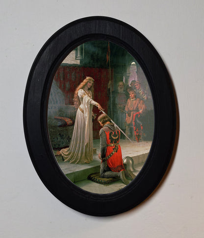 The Accolade Edmund Blair Leighton Black Oval Wooden Framed Classic Art Print 3"x4", 3.5"x5", 4"x6", 5"x7"