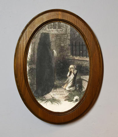 Christmas Yet To Come John Leech A Christmas Carol Light Oak Oval Wooden Framed Christmas Classic Art Print 3"x4", 3.5"x5", 4"x6", 5"x7", 6"x8"