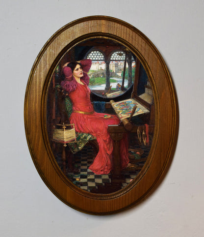 I Am Half Sick Of Shadows John William Waterhouse Light Oak Oval Wooden Framed Classic Art Print 3"x4", 3.5"x5", 4"x6", 5"x7", 6"x8"