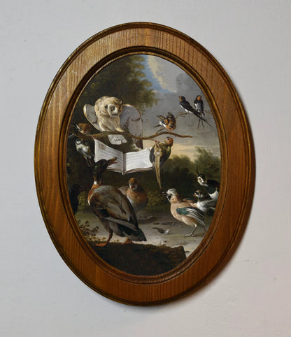 The Concert of Birds Melchior d'Hondecoeter Light Oak Oval Wooden Framed Classic Art Print 3"x4", 3.5"x5", 4"x6"